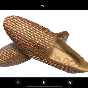 Sam Edelman Loraine Flat Leather NWOB Mixed  Brown, Camel W/Metal Bit 10.5-FINAL